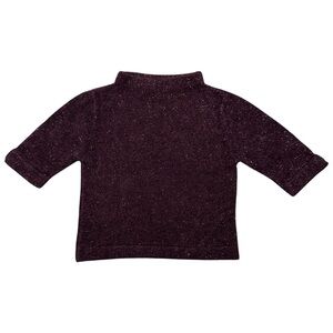 Vintage Monsoon Burgundy Sparkly Metallic Cropped Short Sleeve Mock Neck Sweater